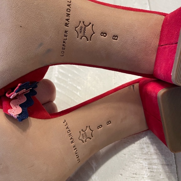 Loeffler Randall Red and Pink Ruffle Sandals - Picture 3 of 5